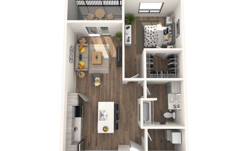 A5 - 1 bedroom floorplan layout with 1 bathroom and 789 square feet